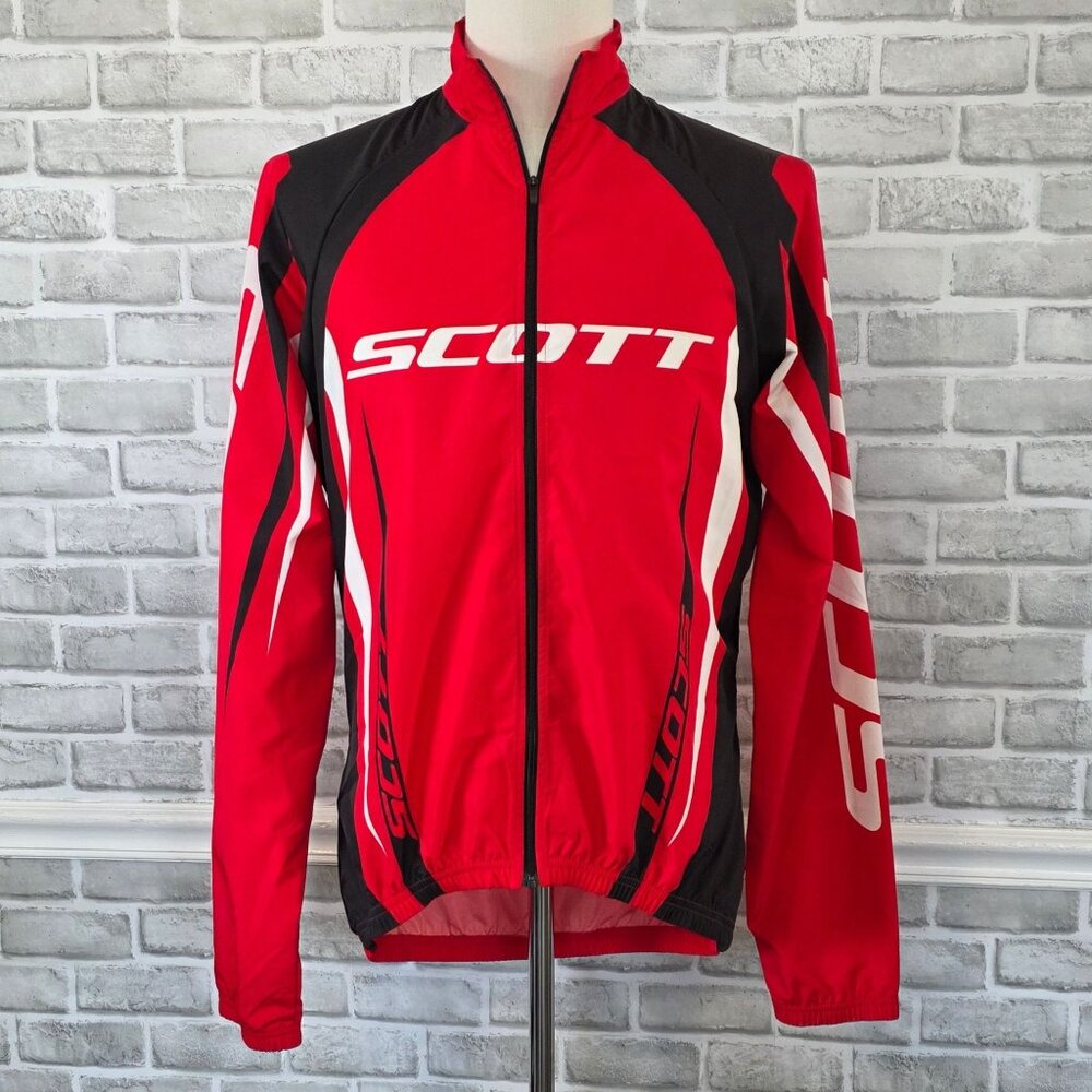 NEW Scott USA Cycling Windbreaker Large Red Black Made in Romania Jacket Bike
